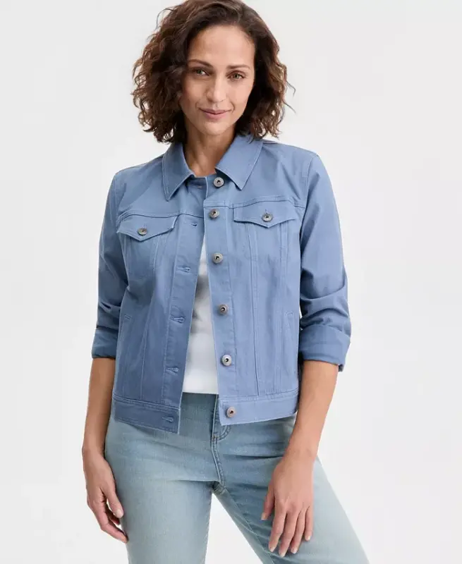 Women's Classic Denim Jacket, Created for Modazone - Militia Blue - STYLE & CO