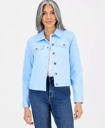 Women's Classic Denim Jacket, Created for Modazone - Pretty Peri 