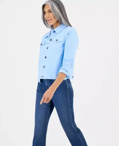 Women's Classic Denim Jacket, Created for Modazone - Pretty Peri - 3
