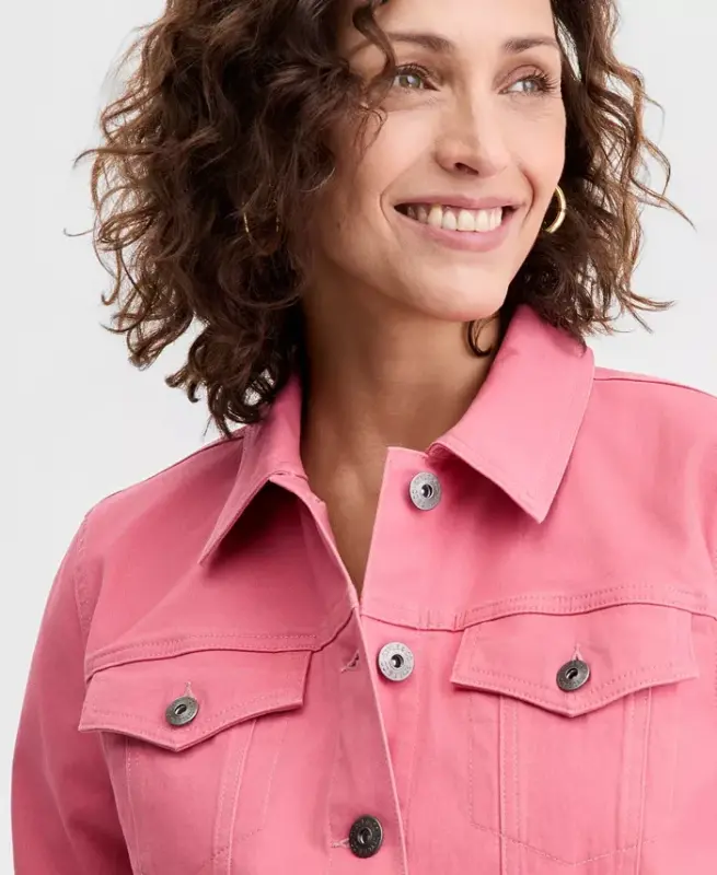 Women's Classic Denim Jacket, Created for Modazone - Strawberry Wine - 2