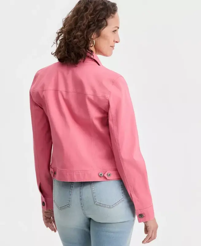 Women's Classic Denim Jacket, Created for Modazone - Strawberry Wine - 3
