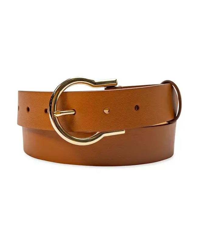 Women's Classic Hinged Buckle Belt-Tan - COLE HAAN