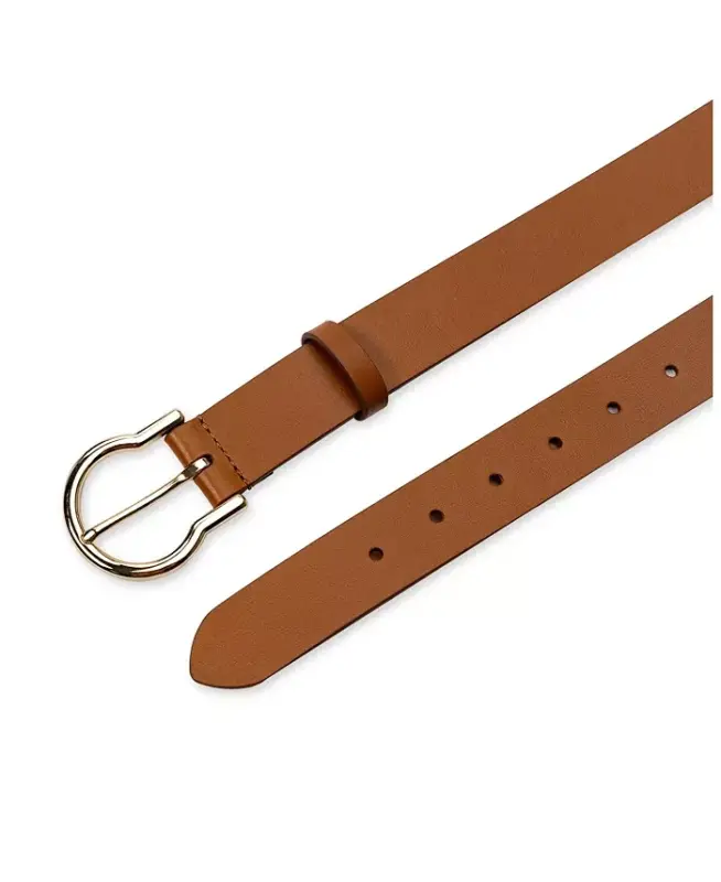 Women's Classic Hinged Buckle Belt-Tan - 3