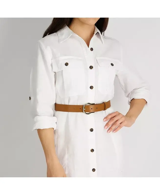 Women's Classic Hinged Buckle Belt-Tan - 5