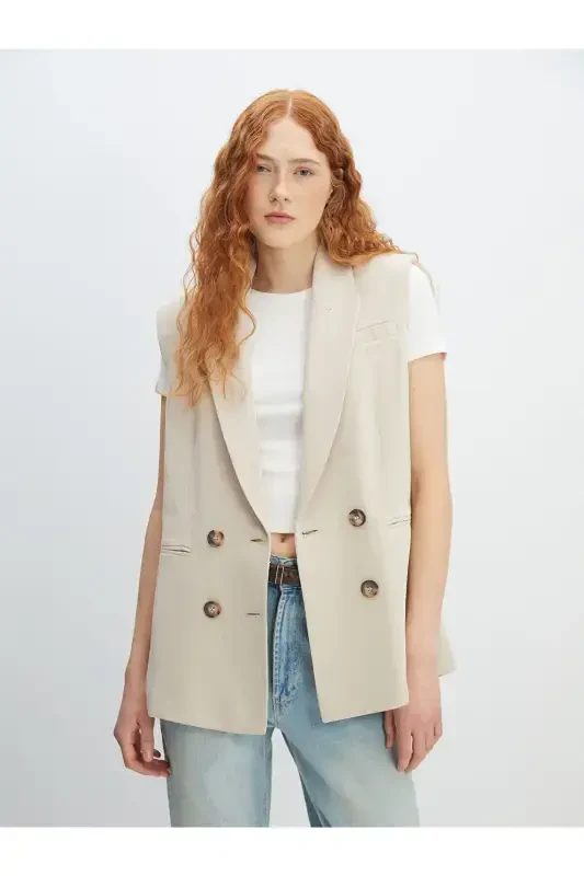 Women's classic linen blend vest - 1