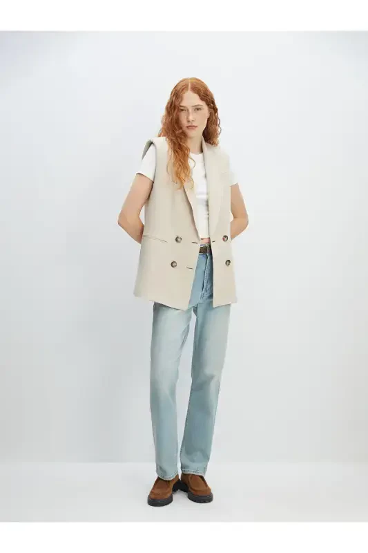 Women's classic linen blend vest - 2