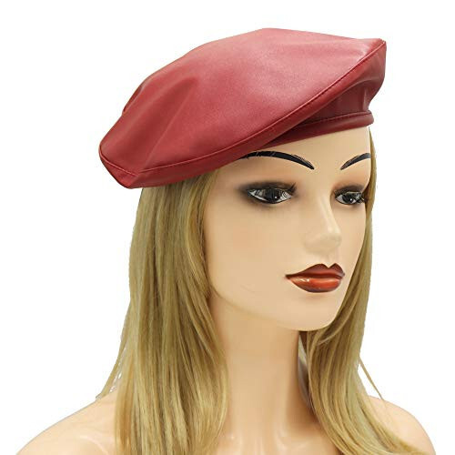 Womens Classic Pu Leather French Beret Hat - 4