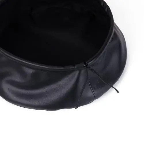 Womens Classic Pu Leather French Beret Hat - 4