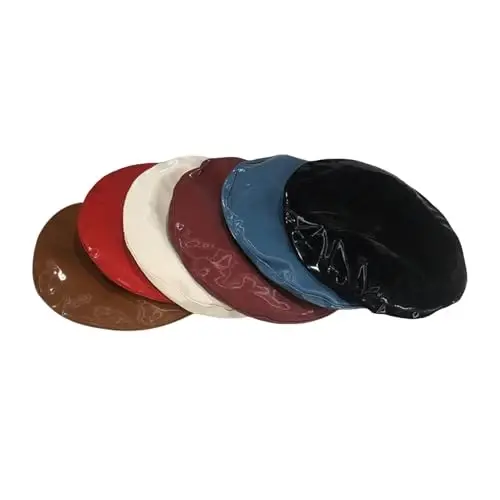 Women's Classic PU Leather French Beret Hat Retro Beanie Hat Artist Beret Cap Adjustable Painter Pumpkin Cap - 3