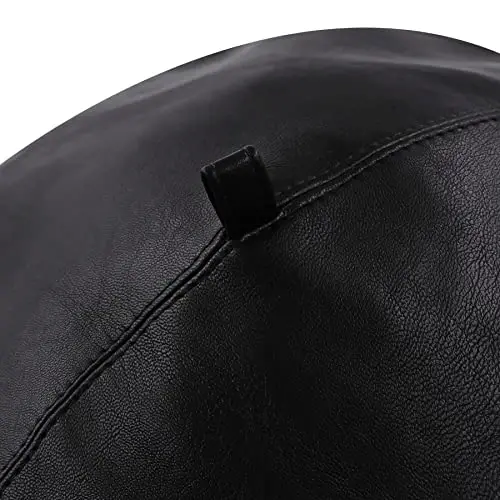 Women's Classic PU Leather French Beret Hat Retro Beanie Hat Artist Beret Cap Adjustable Painter Pumpkin Cap - 6