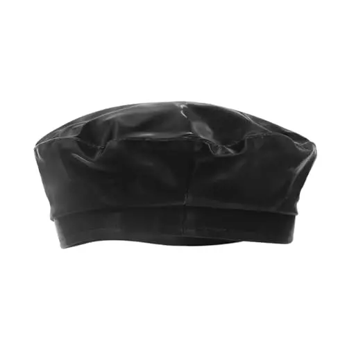 Women's Classic PU Leather French Beret Hat Retro Beanie Hat Artist Beret Cap Adjustable Painter Pumpkin Cap - 7