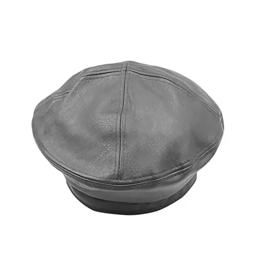 Women's Classic PU Leather French Beret Hat Retro Beanie Hat Artist Beret Cap Adjustable Painter Pumpkin Cap - 3