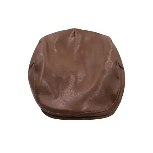 Women's Classic PU Leather French Beret Hat Retro Beanie Hat Artist Beret Cap Adjustable Painter Pumpkin Cap - WOMEN'S (1)