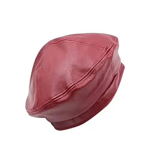 Women's Classic PU Leather French Beret Hat Retro Beanie Hat Artist Beret Cap Adjustable Painter Pumpkin Cap - 4