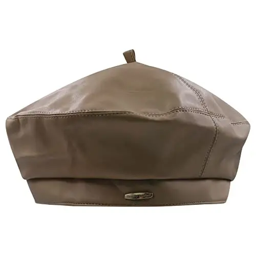 Women's Classic PU Leather French Beret Hat Retro Beanie Hat Artist Beret Cap Adjustable Painter Pumpkin Cap - WOMEN'S
