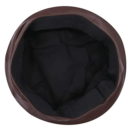 Women's Classic PU Leather French Beret Hat Retro Beanie Hat Artist Beret Cap Adjustable Painter Pumpkin Cap - 4