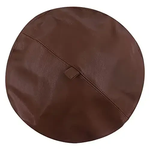Women's Classic PU Leather French Beret Hat Retro Beanie Hat Artist Beret Cap Adjustable Painter Pumpkin Cap - 3