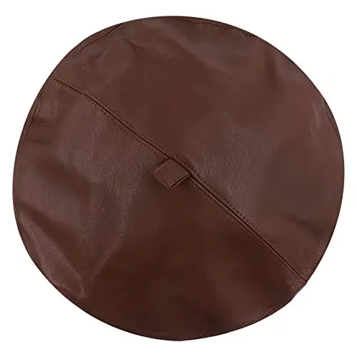 Women's Classic PU Leather French Beret Hat Retro Beanie Hat Artist Beret Cap Adjustable Painter Pumpkin Cap - 3