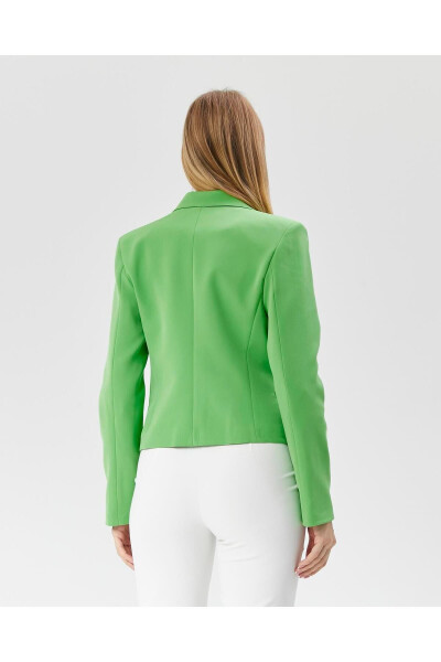 Women's Classic Short Crop Biker Jacket GREEN - 6