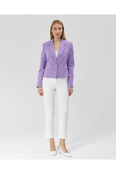 Women's Classic Short Crop Biker Jacket LILAC - 2