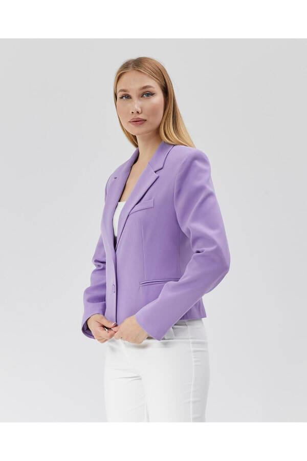 Women's Classic Short Crop Biker Jacket LILAC - 3