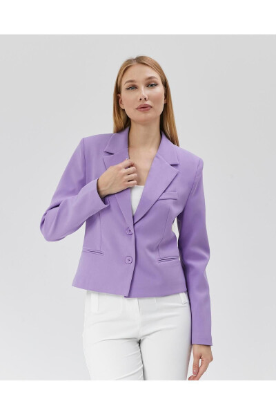 Women's Classic Short Crop Biker Jacket LILAC - 4