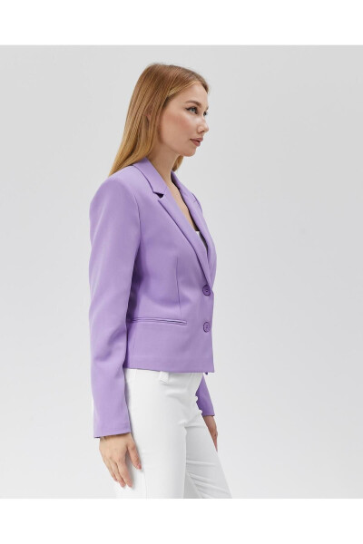 Women's Classic Short Crop Biker Jacket LILAC - 5