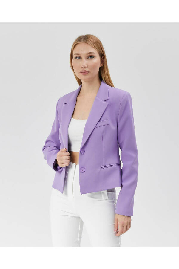 Women's Classic Short Crop Biker Jacket LILAC - 7