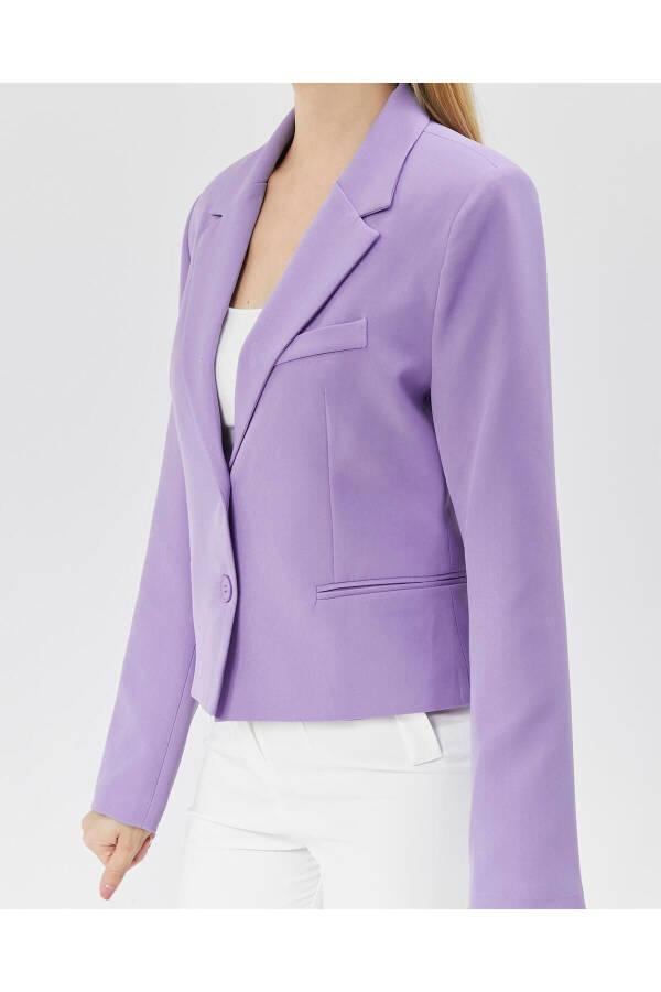 Women's Classic Short Crop Biker Jacket LILAC - 8