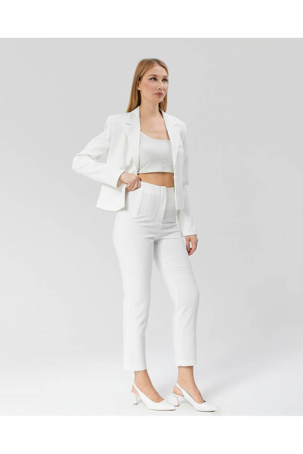 Women's Classic Short Crop Biker Jacket WHITE - 5