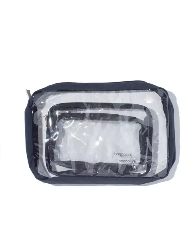 Women's Clear Travel Pouches, Set of 3 - 3