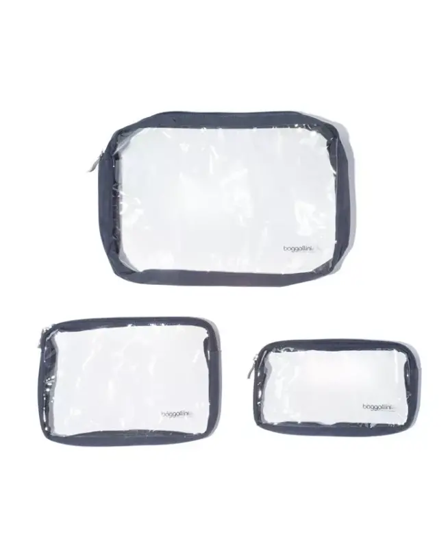 Women's Clear Travel Pouches, Set of 3 - BAGGALLINI