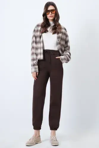 Women's Coffee 3 Thread Brushed Inside Jogging Sweatpants ALC-X10929-COFFEE - 3