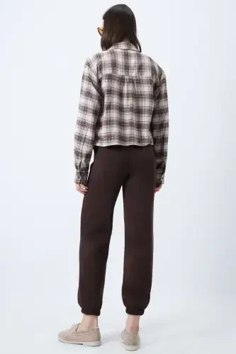 Women's Coffee 3 Thread Brushed Inside Jogging Sweatpants ALC-X10929-COFFEE - 5