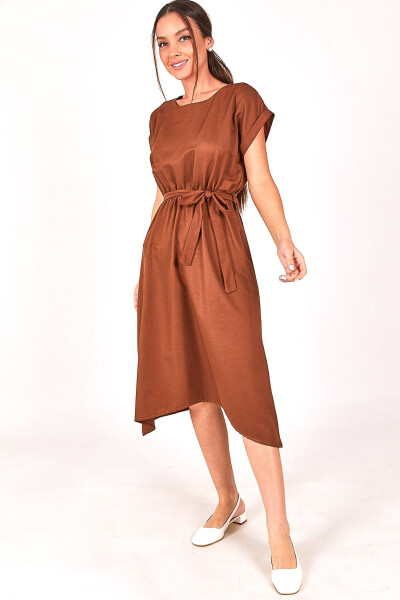 Women's Coffee BELT ELASTIC TIE DRESS ARM-18Y001120 - 2