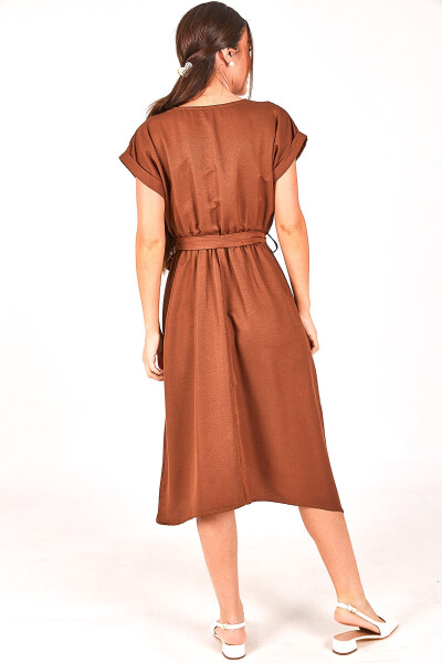 Women's Coffee BELT ELASTIC TIE DRESS ARM-18Y001120 - 9