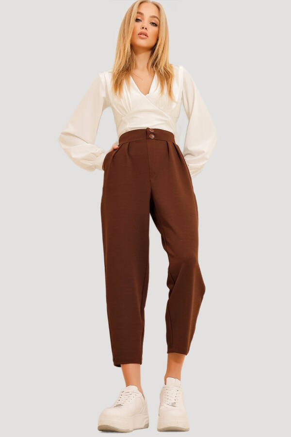 Women's Coffee High Waist Carrot Pants ALC-X11148 - 2