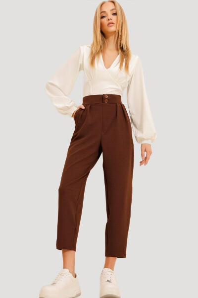 Women's Coffee High Waist Carrot Pants ALC-X11148 - 3