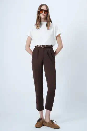 Women's Coffee High Waist Carrot Pants ALC-X11148 - 1