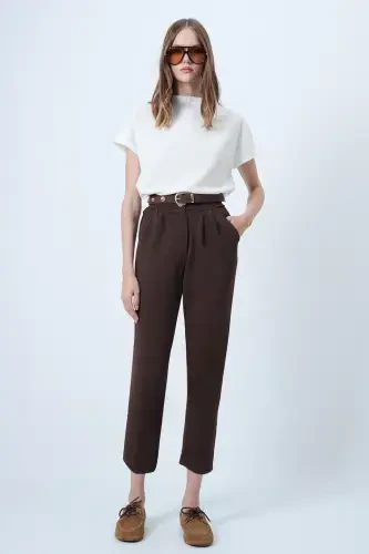 Women's Coffee High Waist Carrot Pants ALC-X11148 - TREND ALAÇATI STILI (1)