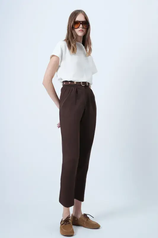 Women's Coffee High Waist Carrot Pants ALC-X11148 - 6