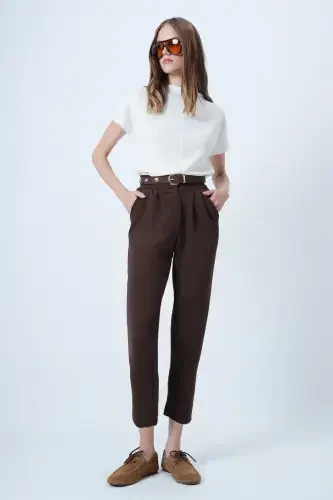 Women's Coffee High Waist Carrot Pants ALC-X11148 - 7