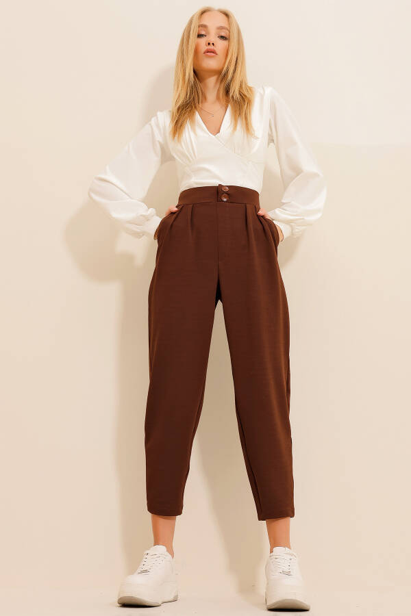 Women's Coffee High Waist Carrot Pants ALC-X11148 - 6