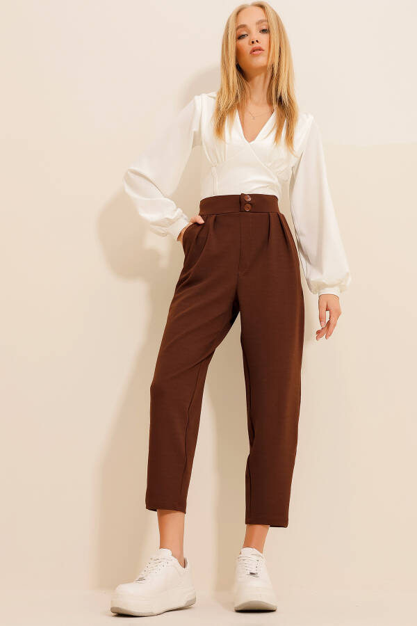 Women's Coffee High Waist Carrot Pants ALC-X11148 - 8