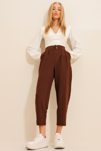 Women's Coffee High Waist Carrot Pants ALC-X11148 - 9