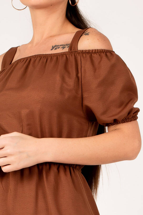 Women's Coffee Waist Elastic Strappy Dress ARM-21K001214 - 9