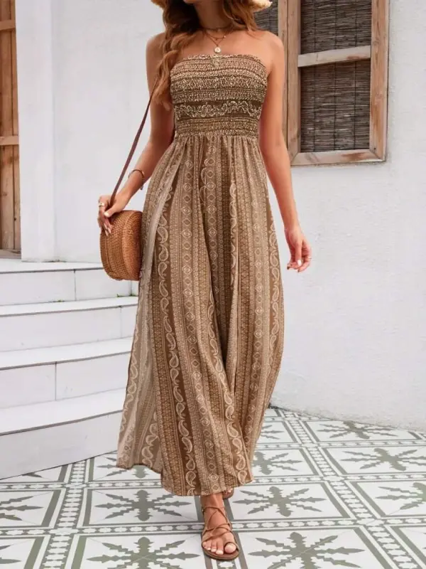 Women's Collar Guipure Detailed Front Slit Detailed Patterned Supreme Pants Skirt Jumpsuit - 5