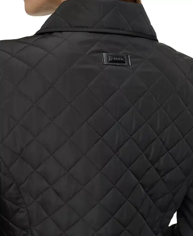 Womens Collared Quilted Coat - 6