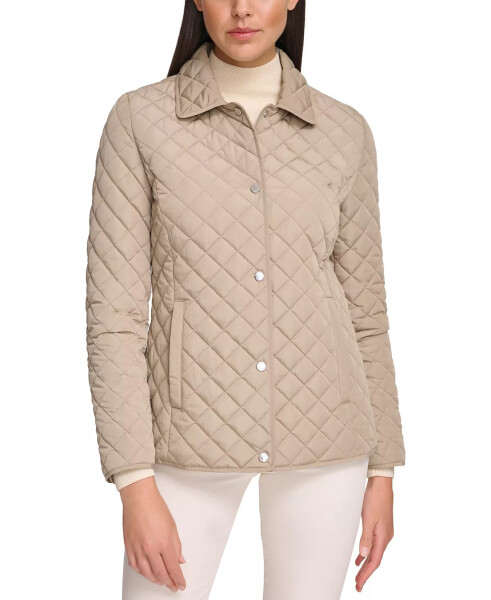 Womens Collared Quilted Coat Birch - 1