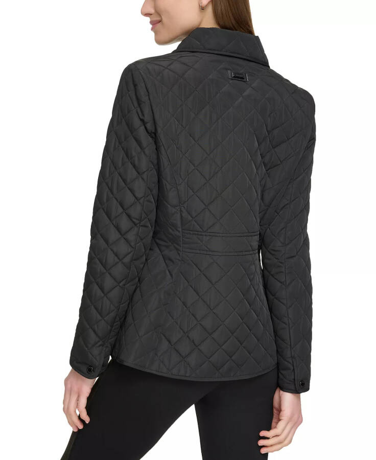 Womens Collared Quilted Coat Black - 2